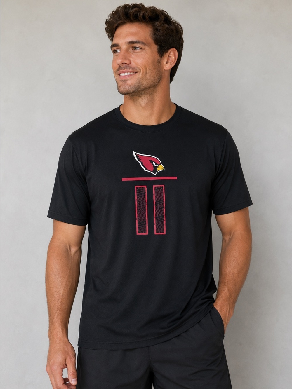 NFL Arizona Cardinals Black Red Short Sleeve Tee Fitzgerald #11 Jersey Style